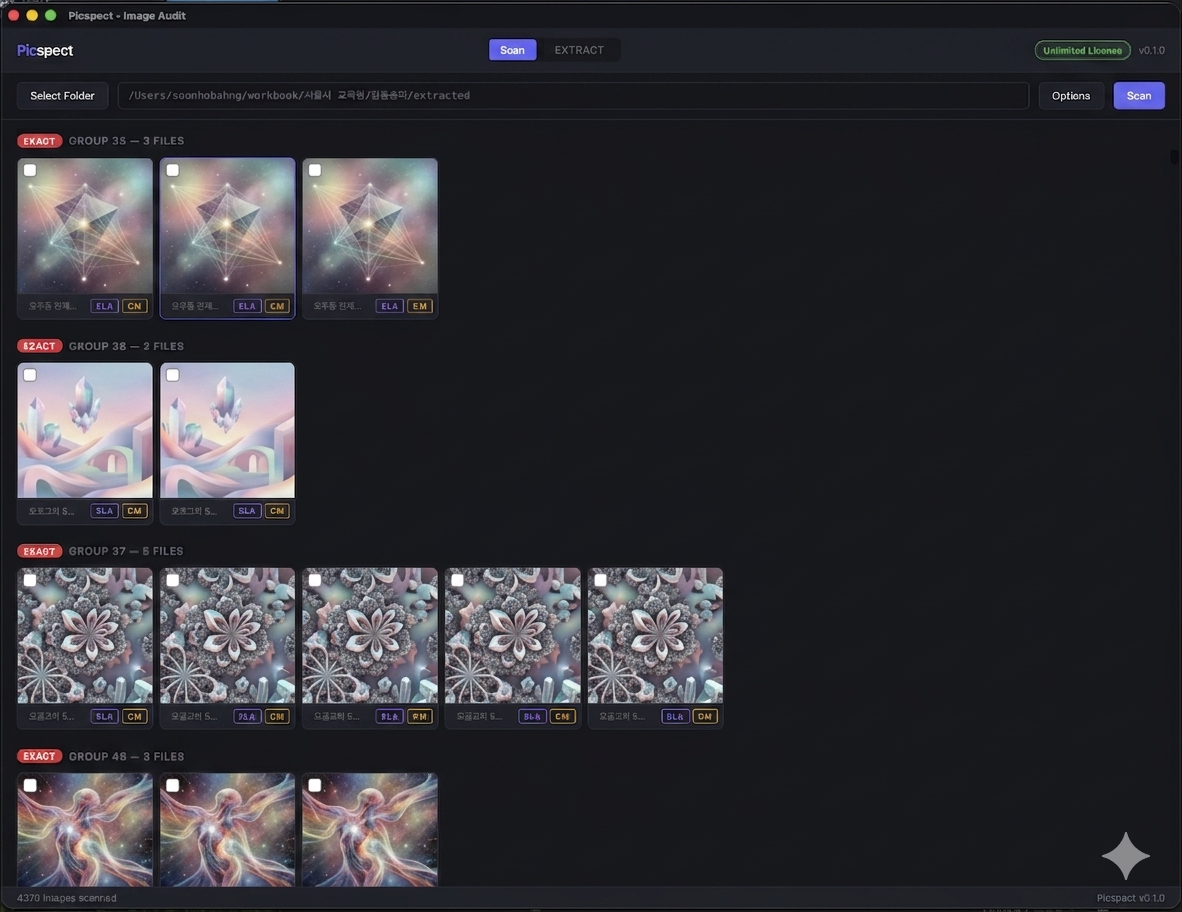 Picspect duplicate scan results